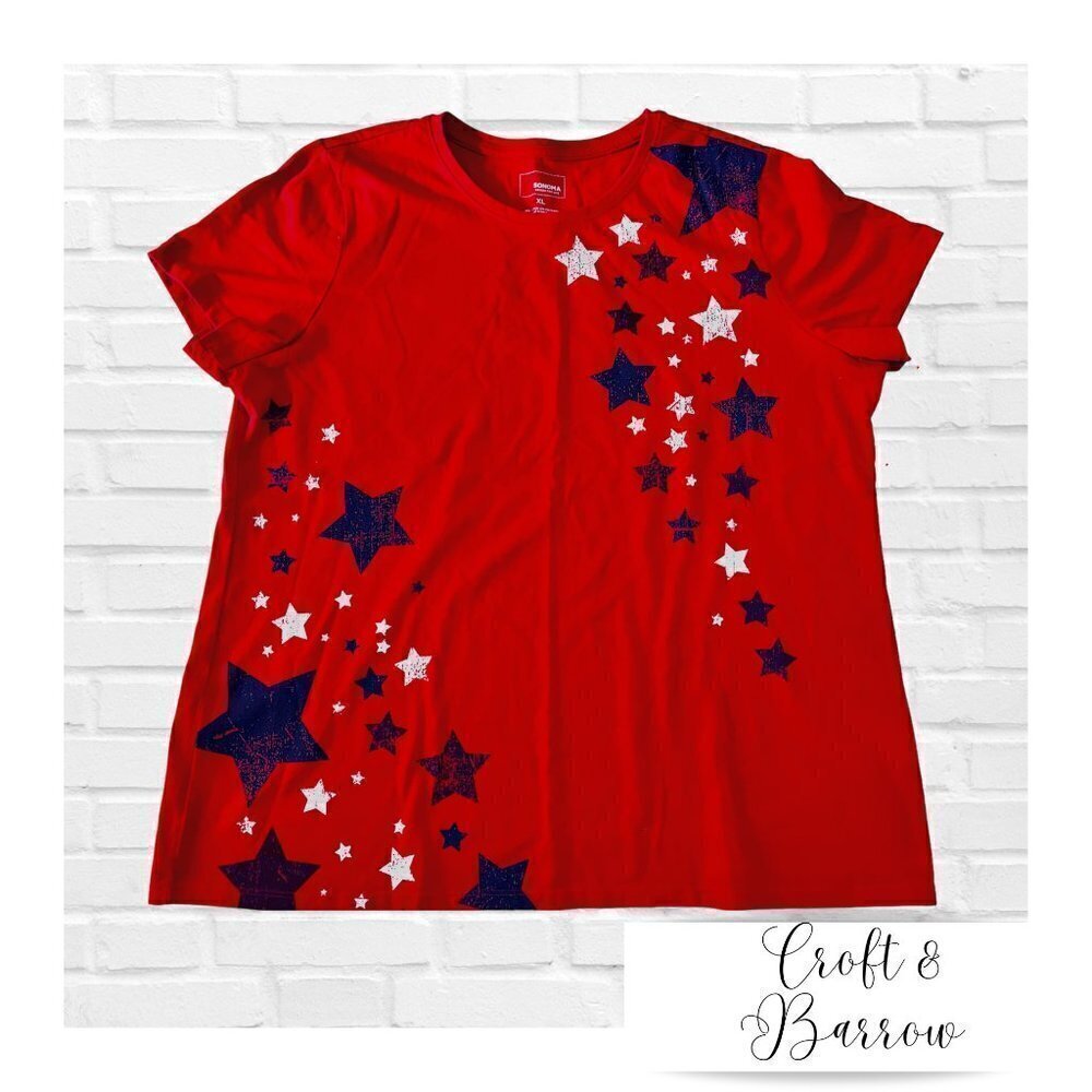 Sonoma Big Star Red T-shirt Women’s Size X-large Patriotic Top Americana Holiday